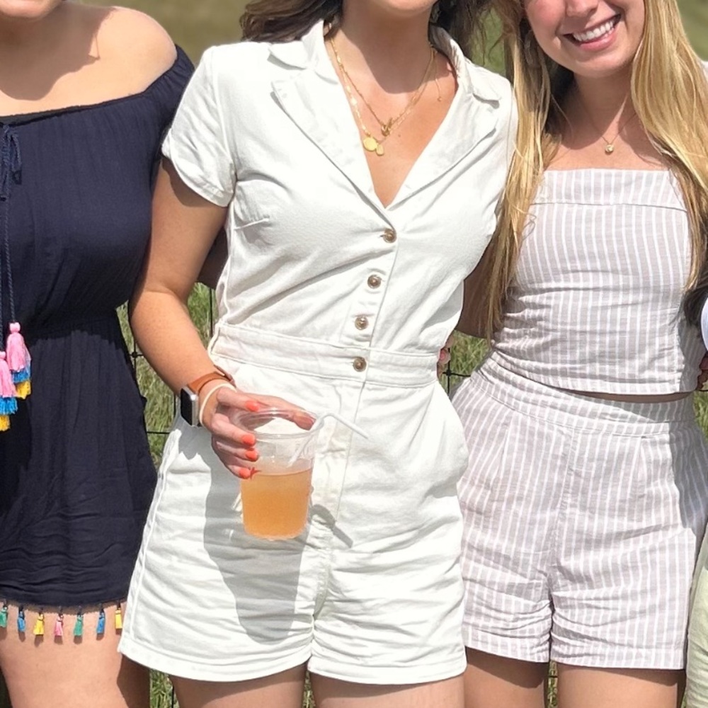 White Denim Button Down Romper